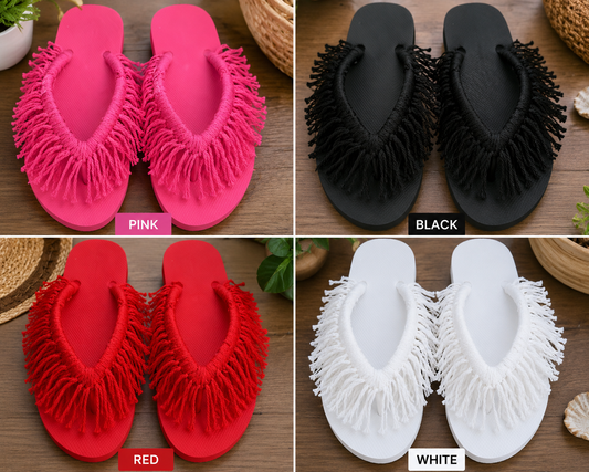 Blush Fringe Flip-Flops